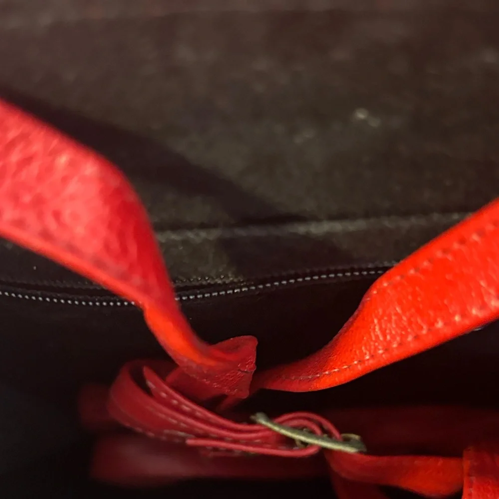 Chic Red Shoulder Bag with Gold Details